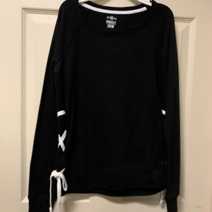 Black Crewneck Sweater with white laced up sides